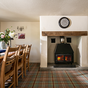 Dining area with woodburner