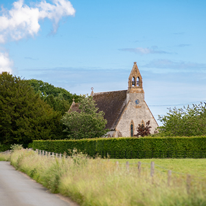 View of Tincleton Church from the end of the drive