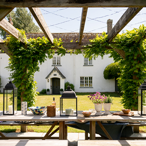 View of Rose Cottage from the dining terrace