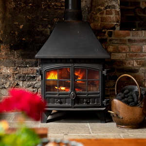 Inglenook fireplace with woodburner